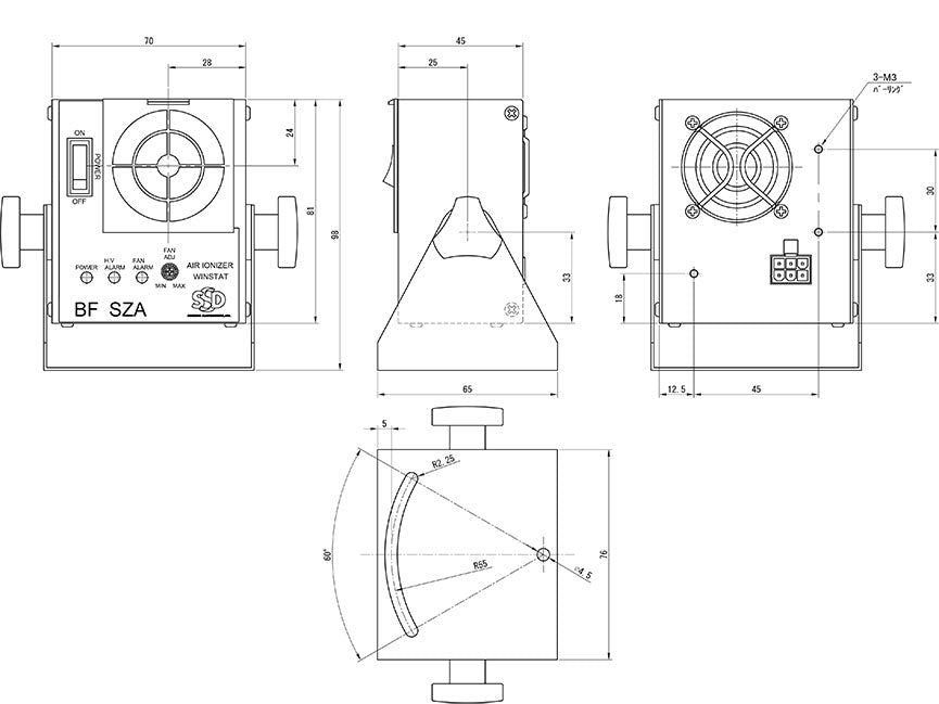 送風型除電装置 WINSTAT 薄型軽量ファンタイプ ウインスタット （超小型タイプ）BF-SZAⅡ