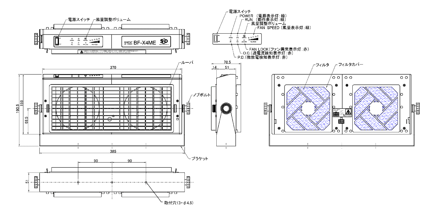 ファンタイプ除電装置 WINSTAT BF-X4ME（2ファンタイプ）